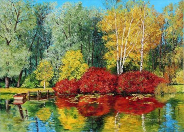 秋の池庭 Oil Paintings